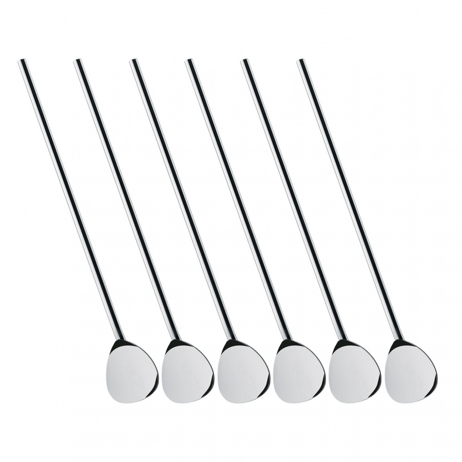 łyżeczki koktajlowe ze słomką, 6 szt., 19,5 cm, stal nierdzewna