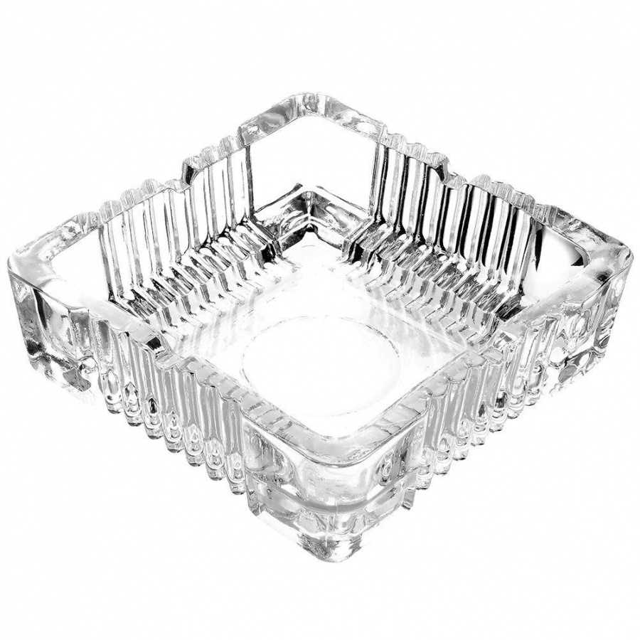 Popielniczka popielnica szklana kwadratowa bezbarwna stołowa 10,5x10,5x3,5 cm