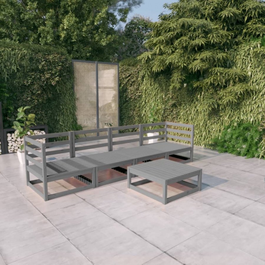 5-cz. zestaw mebli wypoczynkowych do ogrodu, szary, sosnowy