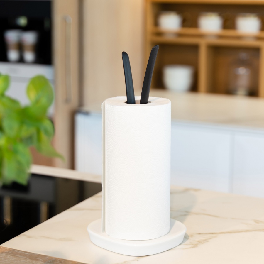 Stojak na ręczniki papierowe czarno-biały Livio 28371