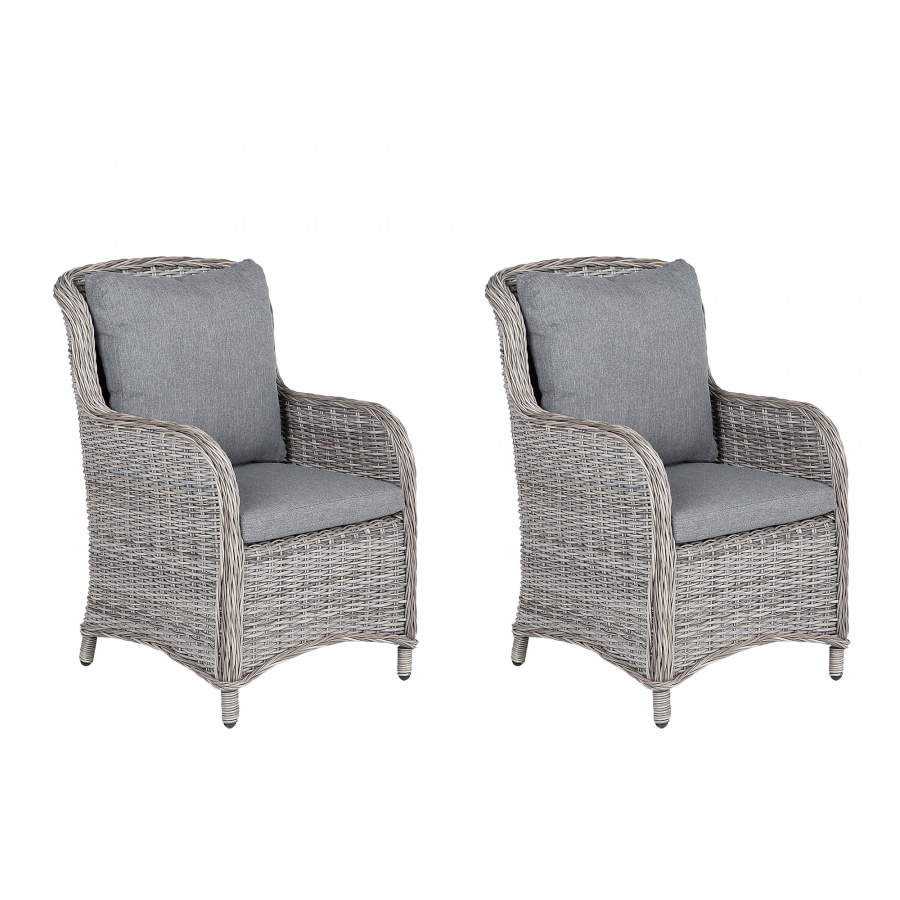 Zestaw 2 foteli ogrodowych rattan szary CASCAIS