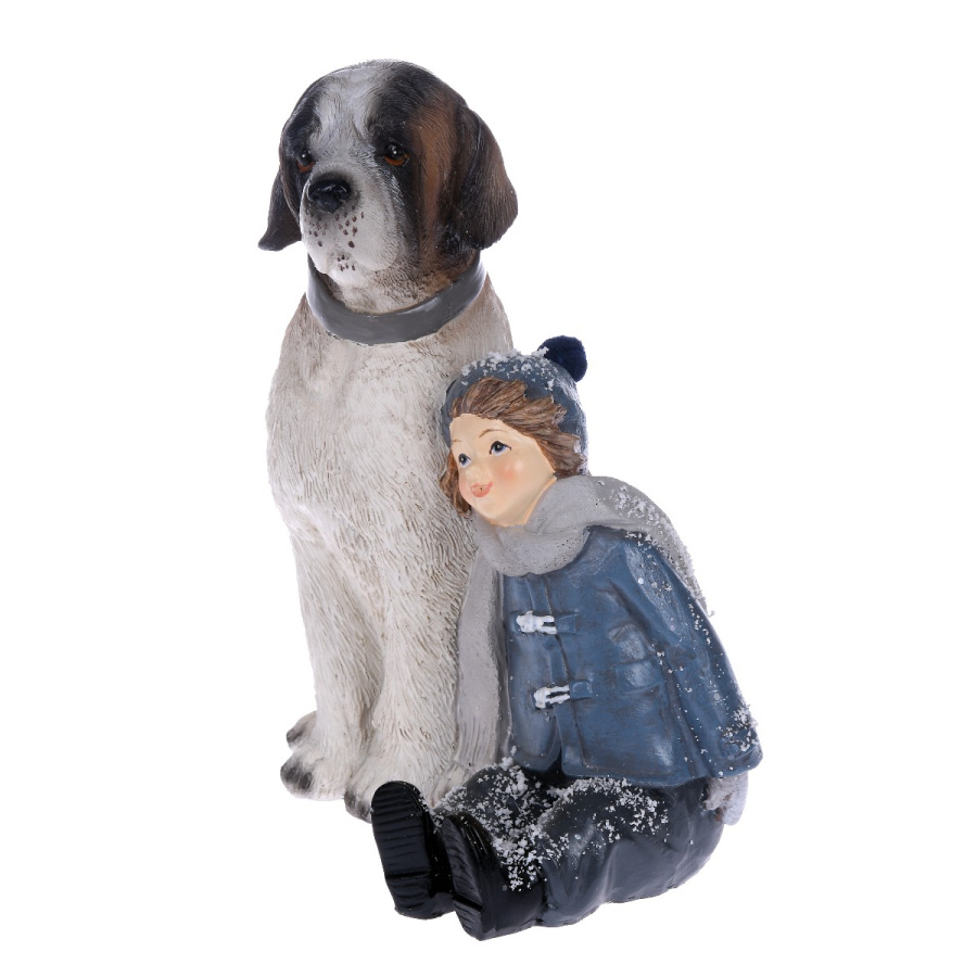 Figurka chłopczyk z psem 13x11x15 cm