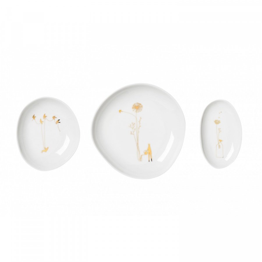 Zestaw 3 talerzyków wonderland, gold