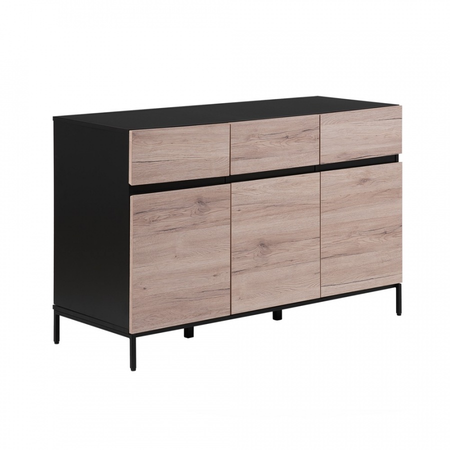 Komoda jasne drewno z czarnym SYDNEY