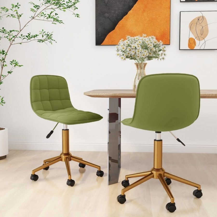 Obrotowe krzesła stołowe, 2 szt., jasnozielone, aksamitne