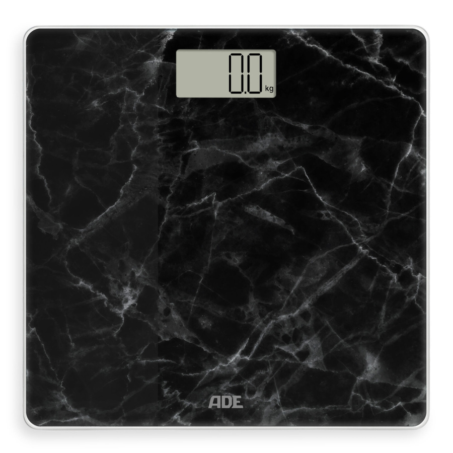 Waga łazienkowa, do 180 kg, 30 x 30 cm, marmurowy wzór, czarna