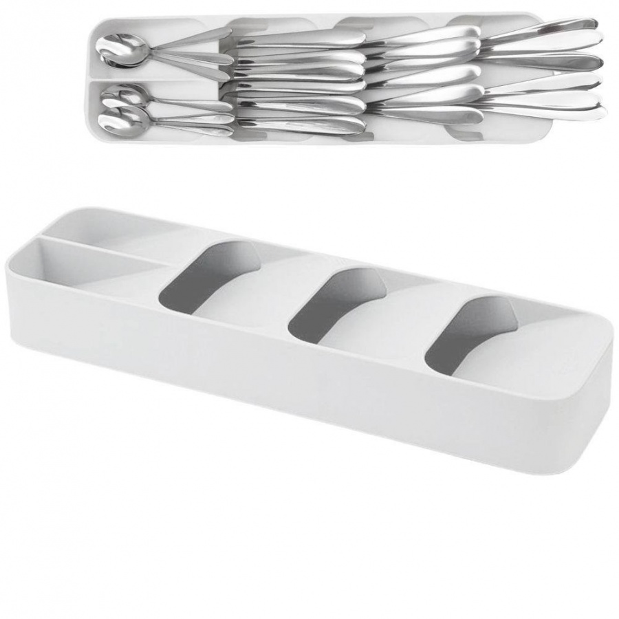 Organizer, wkład do szuflady, pojemnik, koszyk na sztućce, widelce, noże, łyżki, łyżeczki, biały