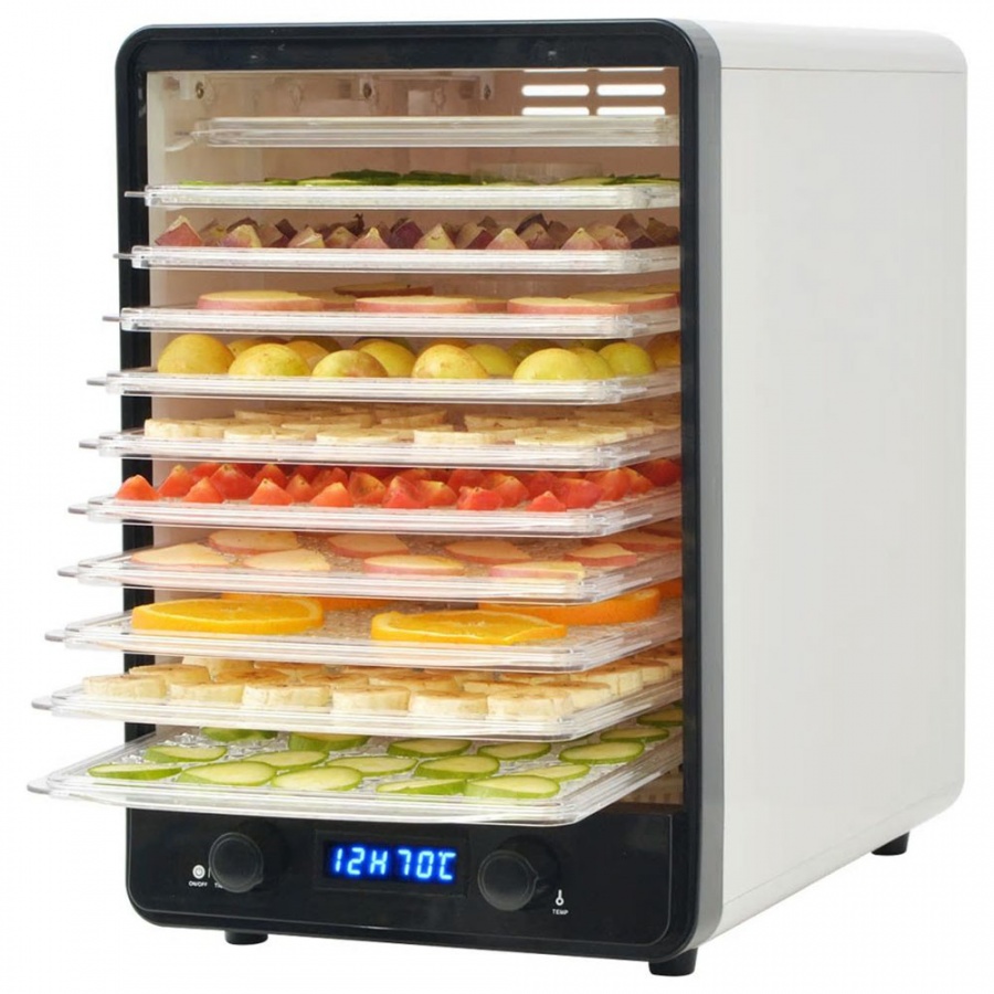 Dehydrator do żywności z 10 tacami, biały, 550 W