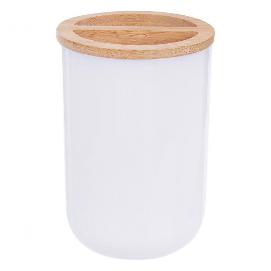 Pojemnik kubek łazienkowy organizer na szczoteczki do zębów biały bambusowy