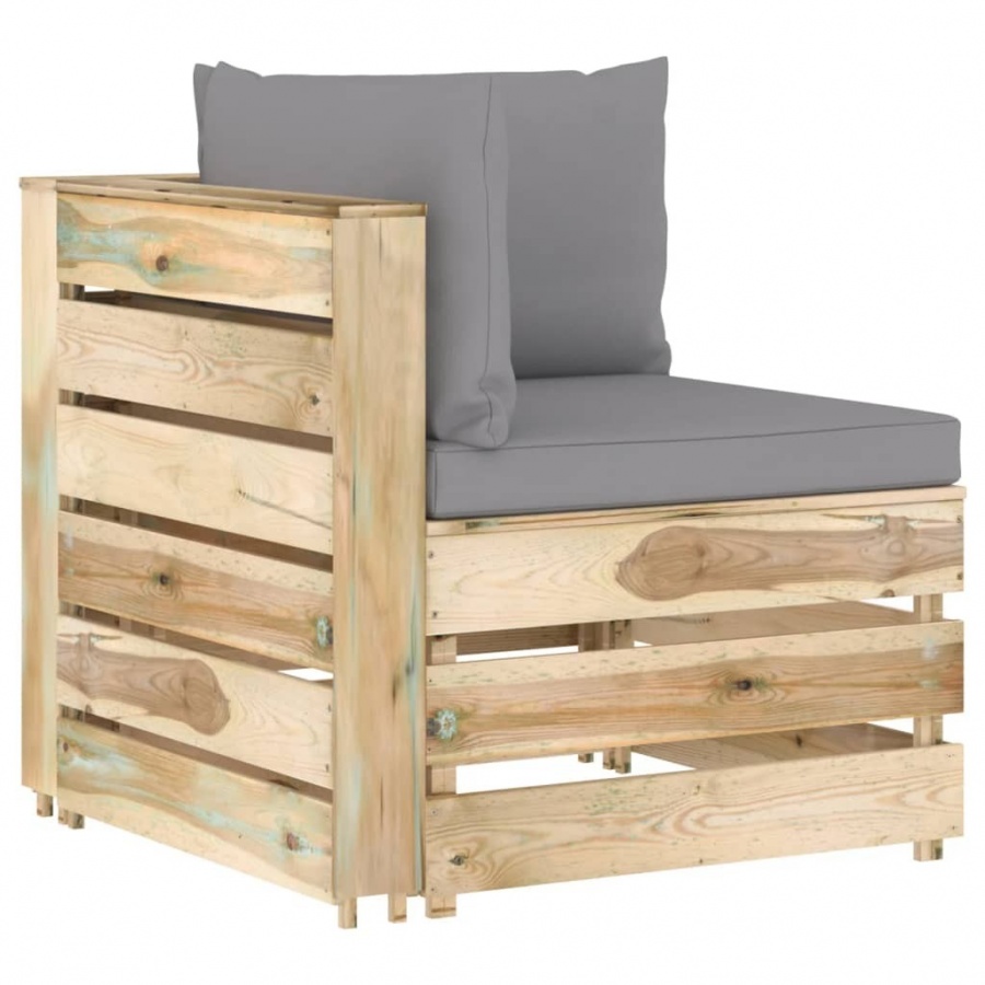 Moduł sofy narożnej z poduszkami, impregnowane drewno