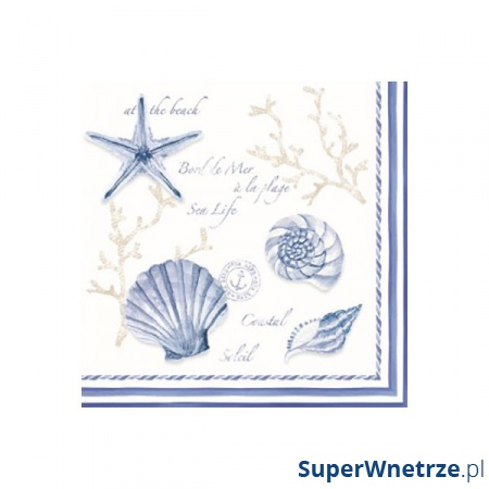 Serwetki 3-warstwowe 20szt Nuova R2S Napkins niebieski/muszle