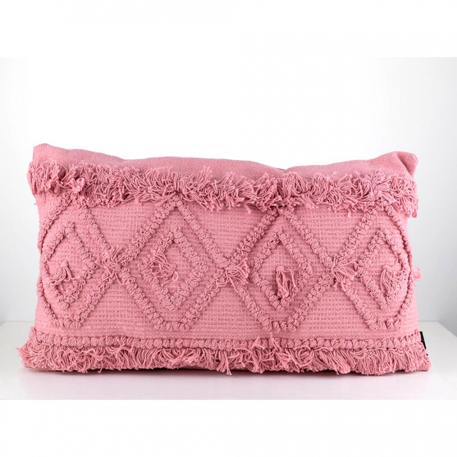 PODUSZKA NL 45X45CM PODŁUŻNA FRĘDZLE RÓŻOWA