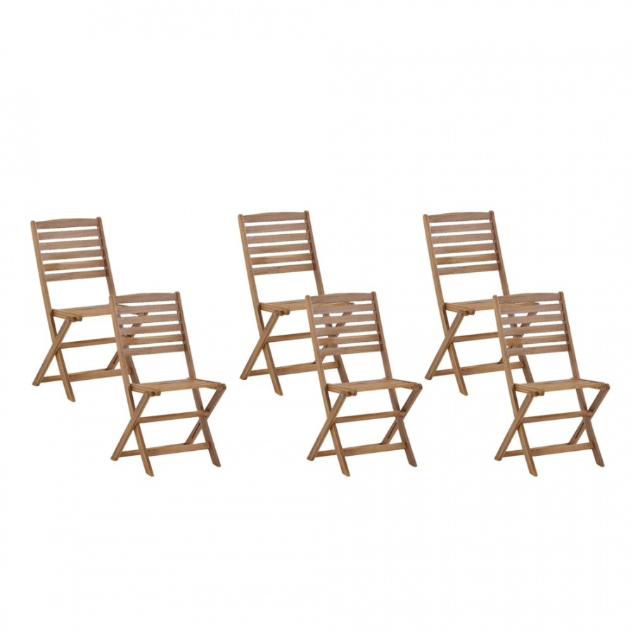 Zestaw 6 krzeseł ogrodowych akacjowych TOLVE