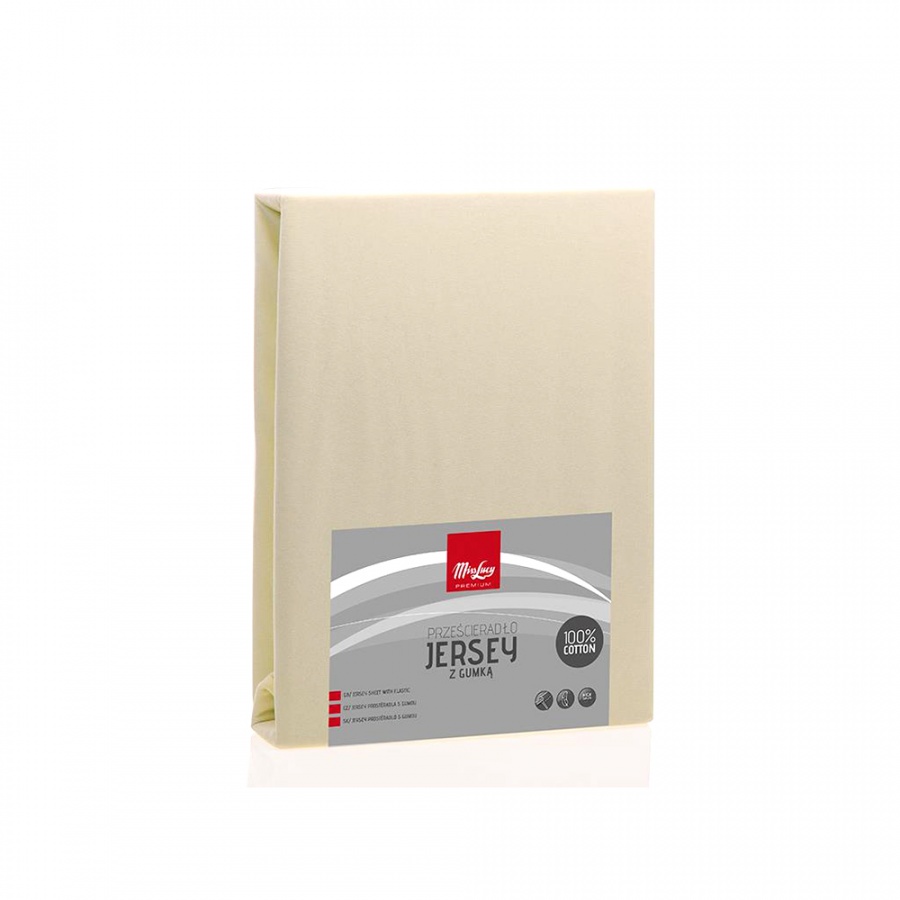 PRZEŚCIERADŁO JERSEY Z GUMKĄ 100X200CM ECRU