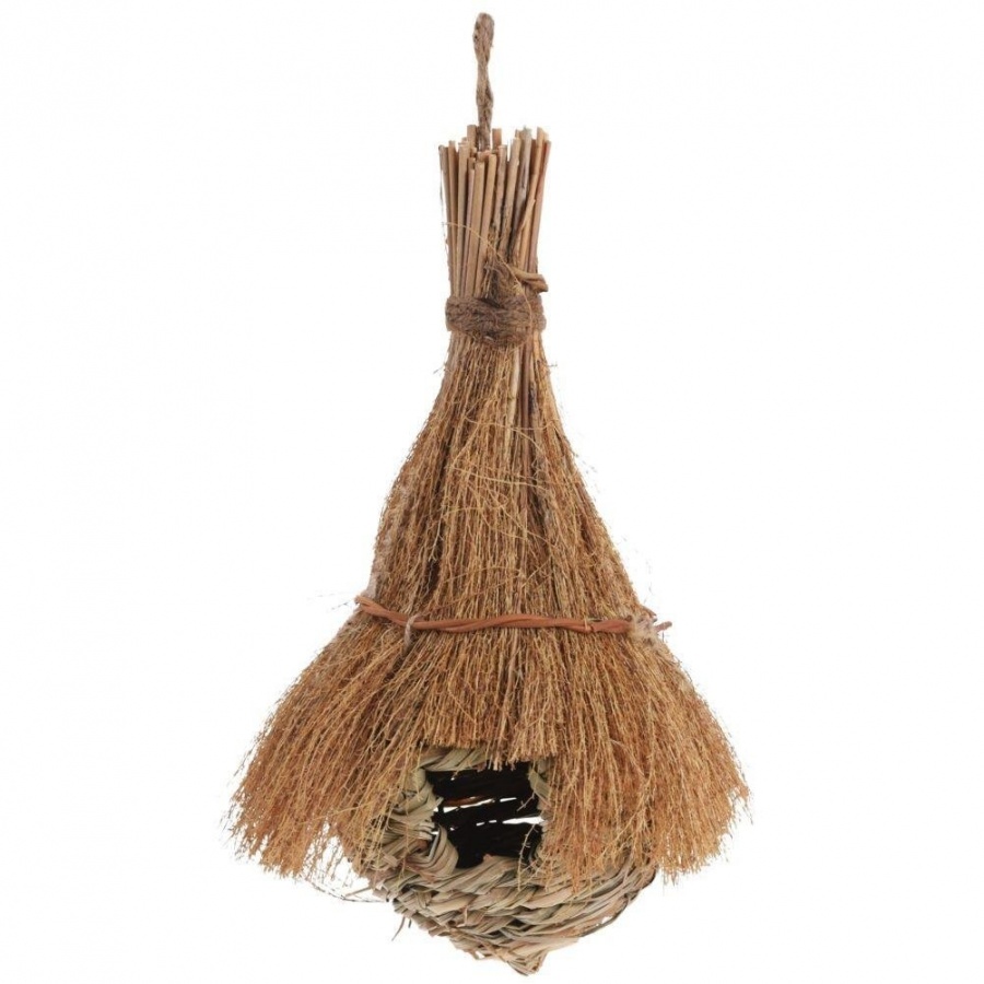 Budka lęgowa dla ptaków, ozdobna, domek ze słomy