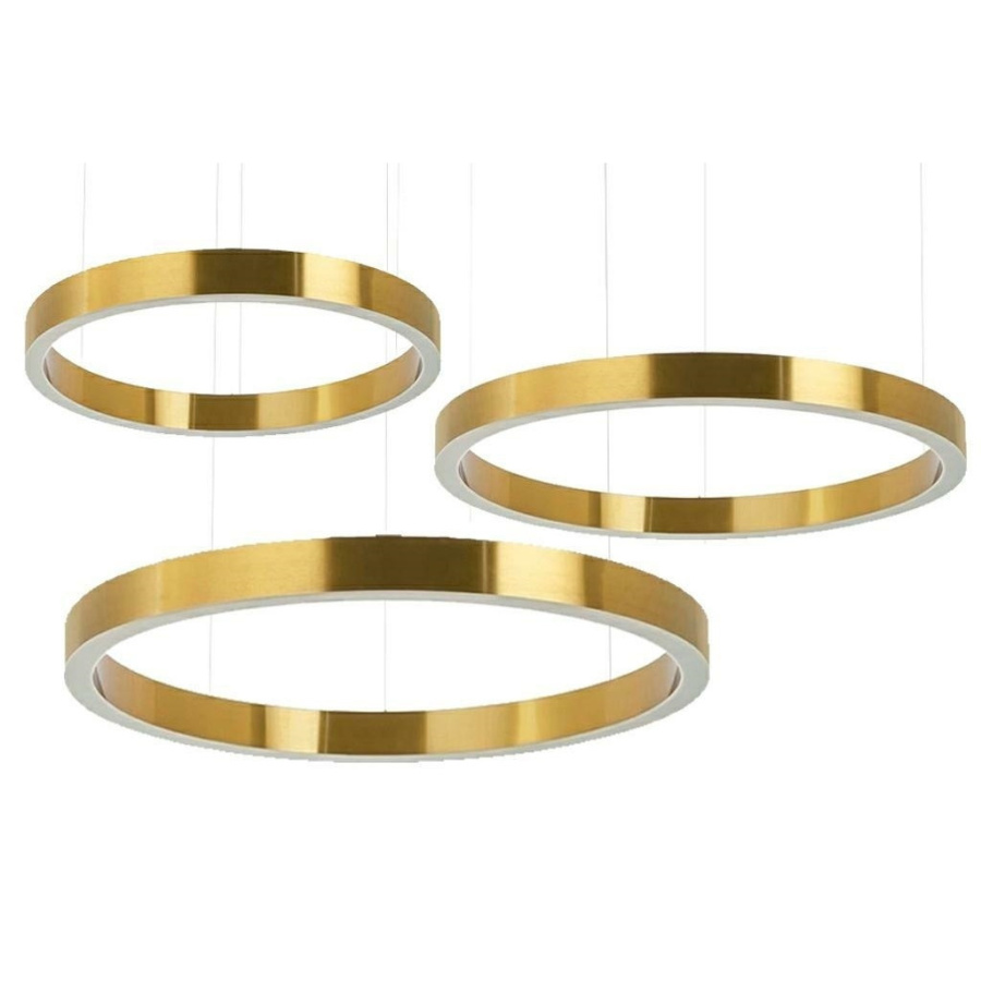 Lampa wisząca ring 60 + 80 + 100 złota na jednej podsufitce
