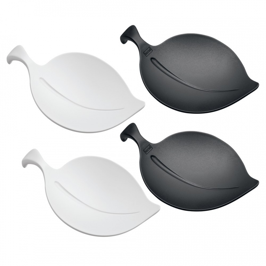 Spodeczki na przekąski 4 szt. Koziol Leaf-on biało-czarne