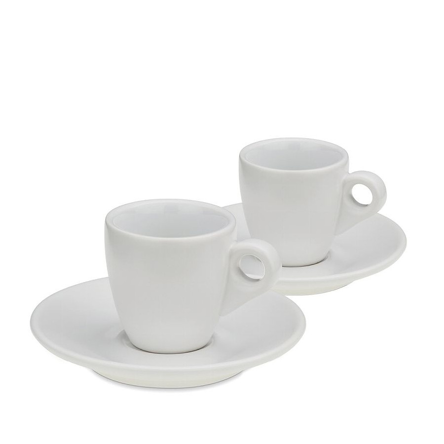 Filiżanki do espresso ze spodkami, 2 szt., ceramika, 0,05 l, śred. 12 x 6,5 cm, białe