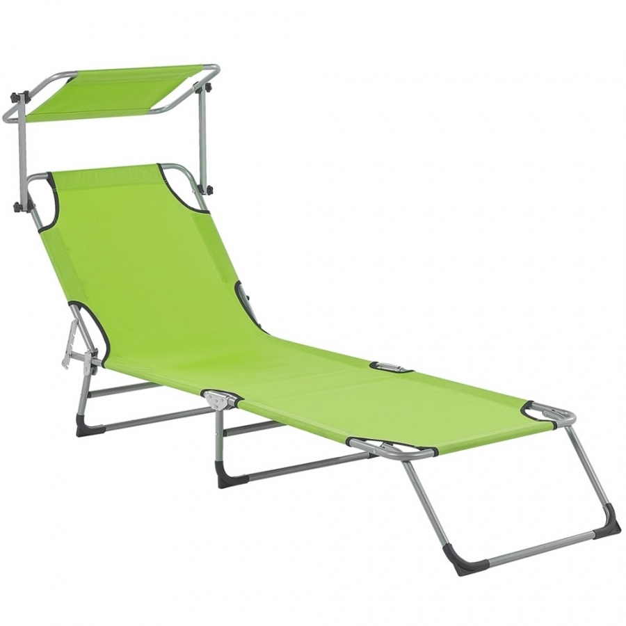 Leżak ogrodowy z daszkiem limonkowy FOLIGNO