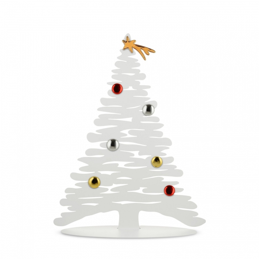stalowa choinka z magnesami, biała; 45 cm