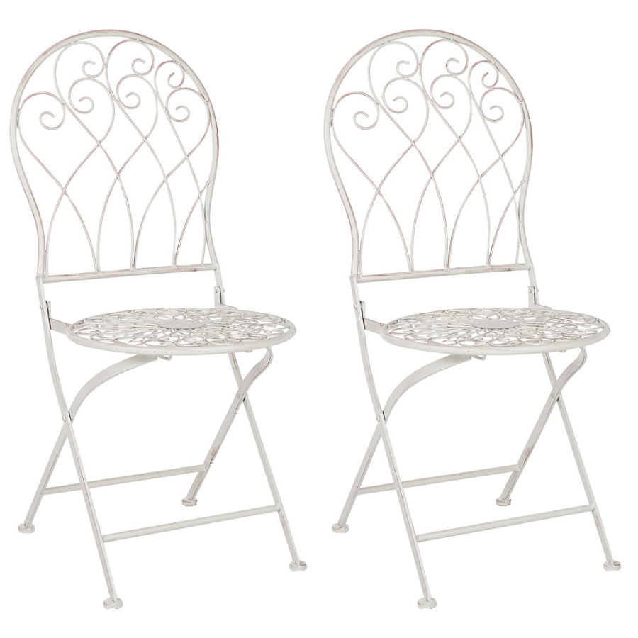 Zestaw 2 krzeseł ogrodowych stiffe metal biały