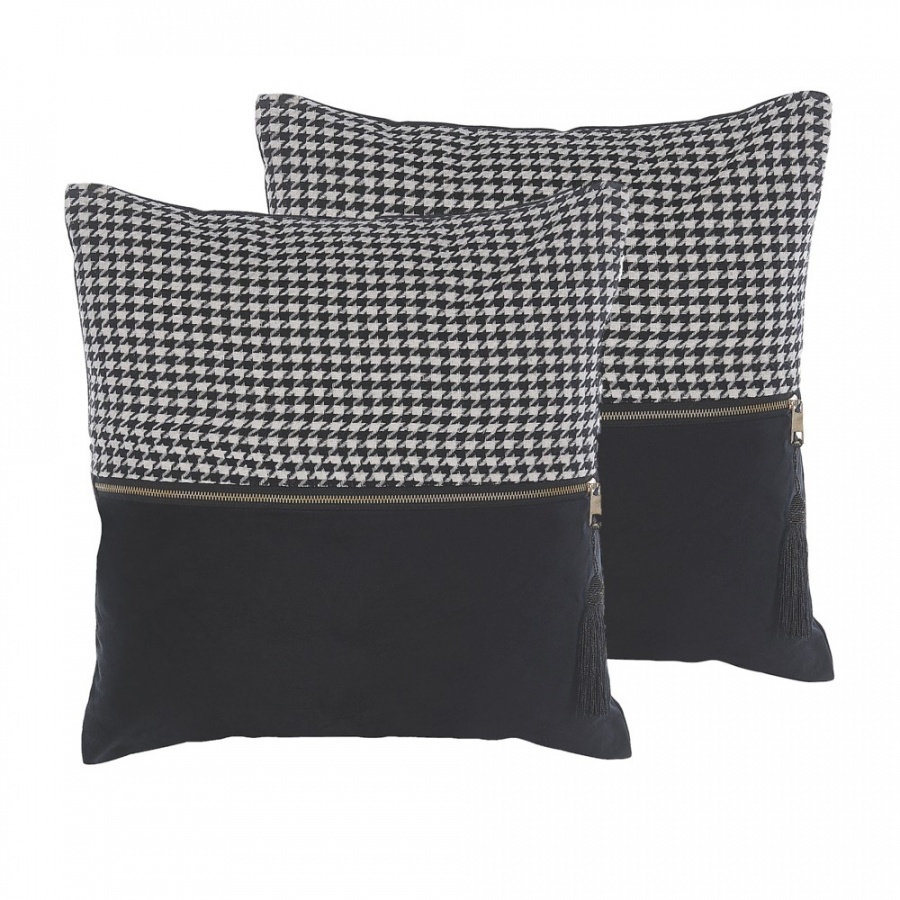 Zestaw 2 poduszek dekoracyjnych 45 x 45 cm biało-czarny KINWAT