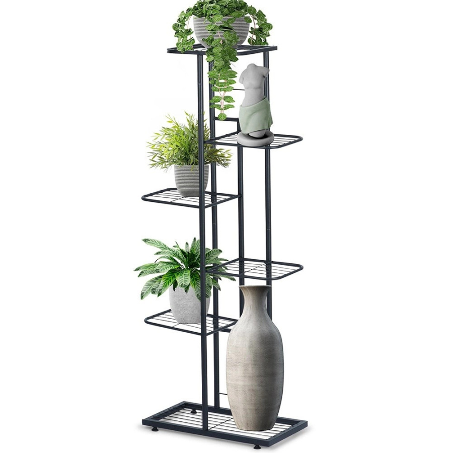 Kwietnik 6-poziomowy na doniczki metalowy czarny 118 cm