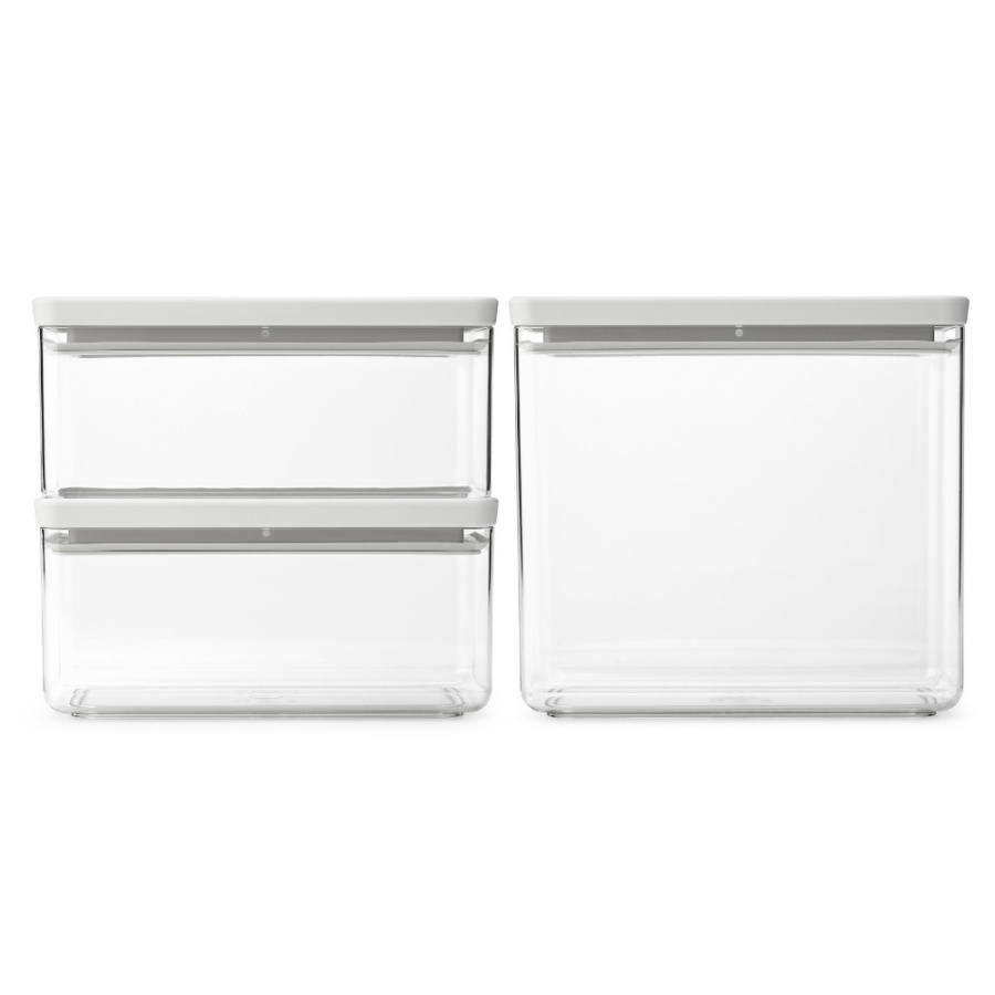 Brabantia 230806 - tasty+ - zestaw prostokątnych pojemników - 2x 1,5 l + 1x 3,5 l - light grey