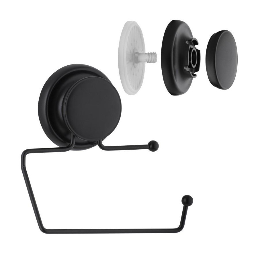 Wieszak uchwyt na papier toaletowy na przyssawkę czarny mat - yoka