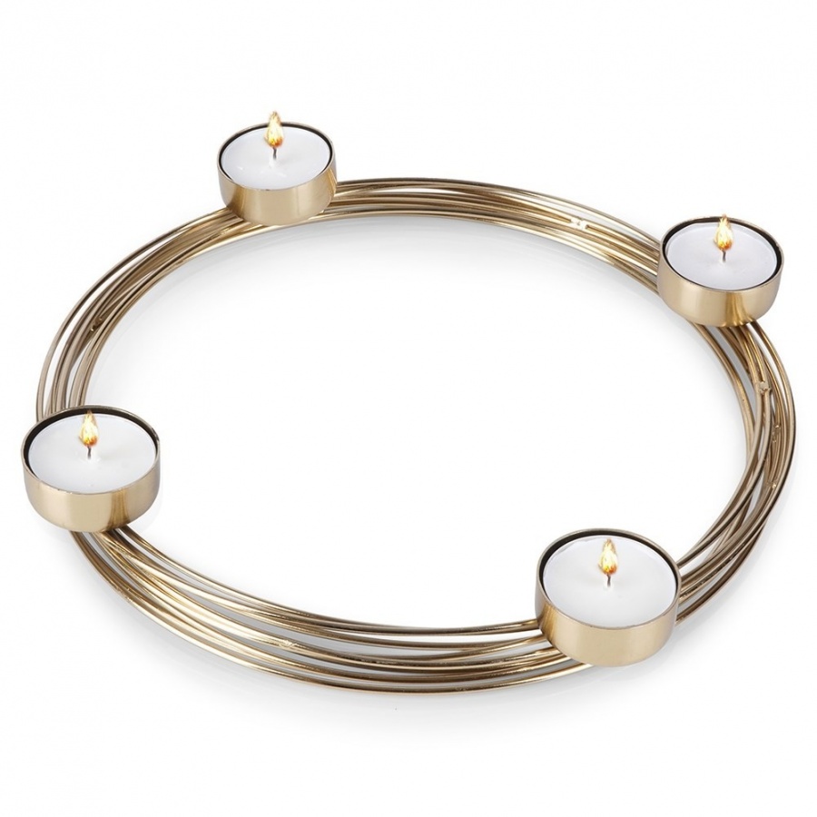 świecznik metalowy złoty na 4 świeczki 28x3,5 cm