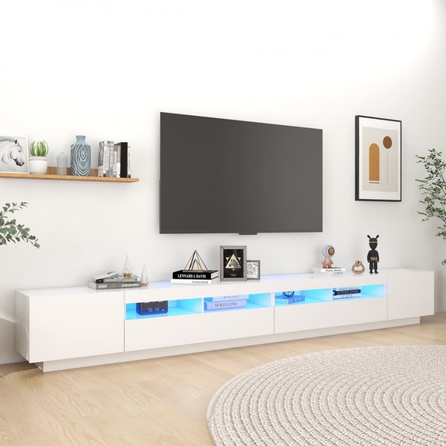 Szafka pod tv z oświetleniem led, biała, 300x35x40 cm