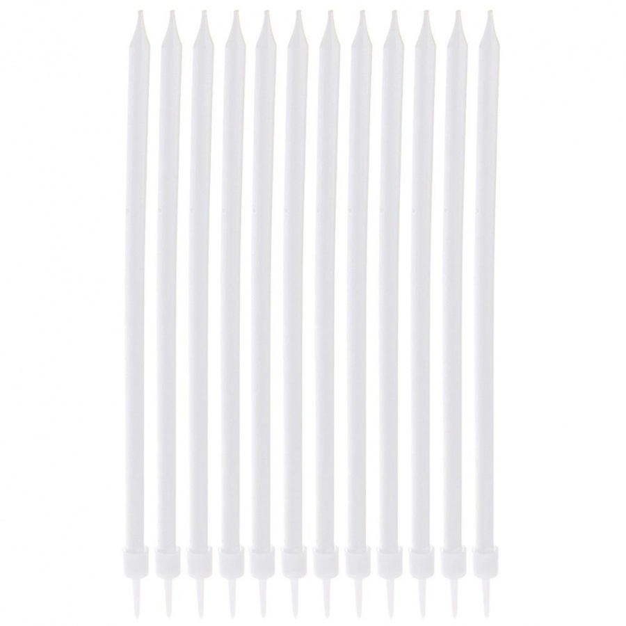świeczki do tortu białe długie 14,5 cm 12 szt.