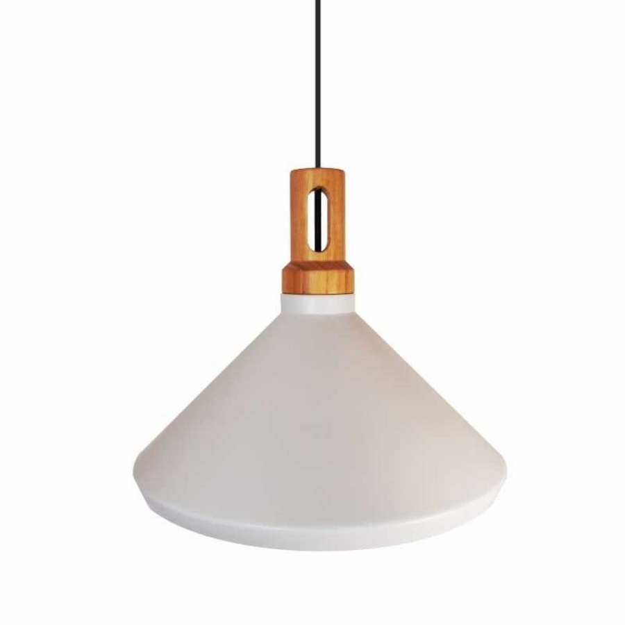 Lampa wisząca nordic woody biało-drewniana 35 cm