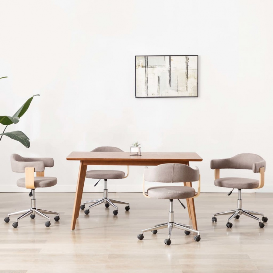 Obrotowe krzesła stołowe, 4 szt., taupe, gięte drewno i tkanina