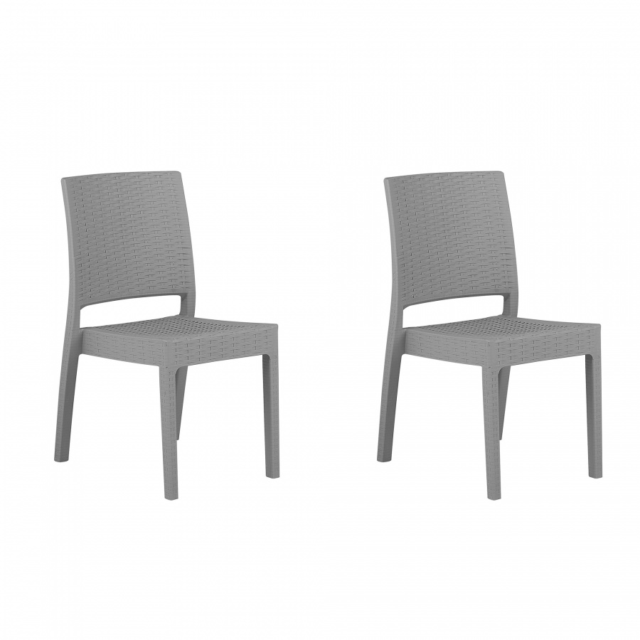 Zestaw 2 krzeseł ogrodowych jasnoszarych FOSSANO