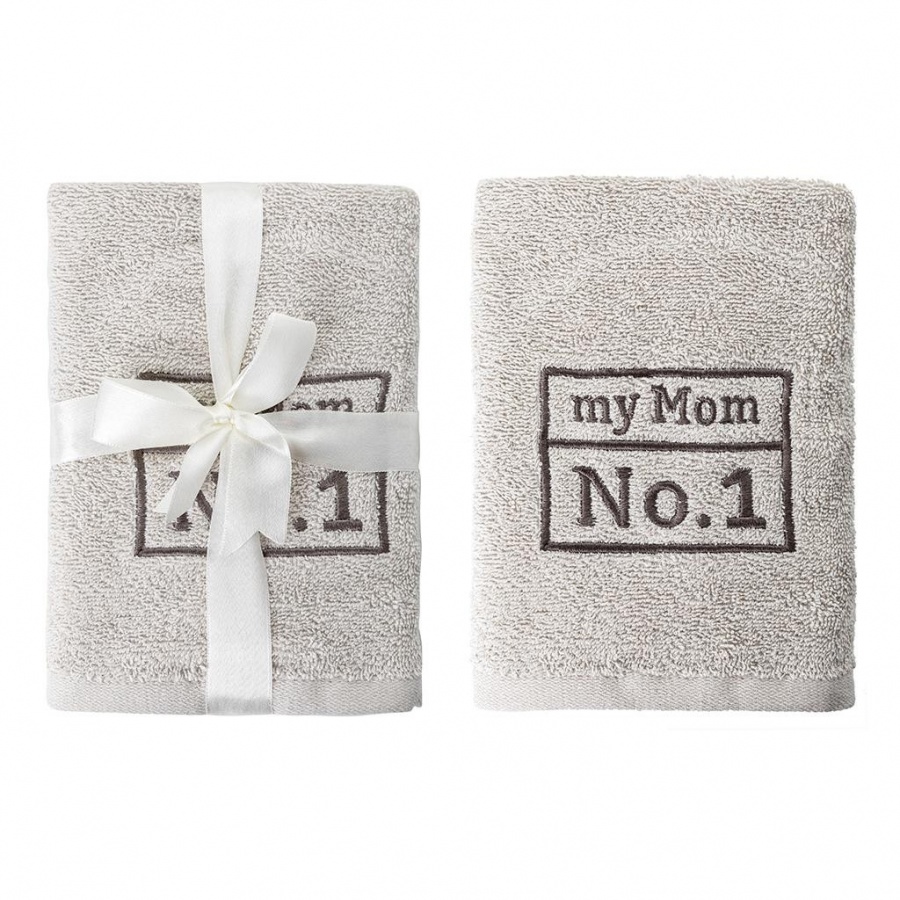 Ręcznik 50x90 my mom no. one jasny szary