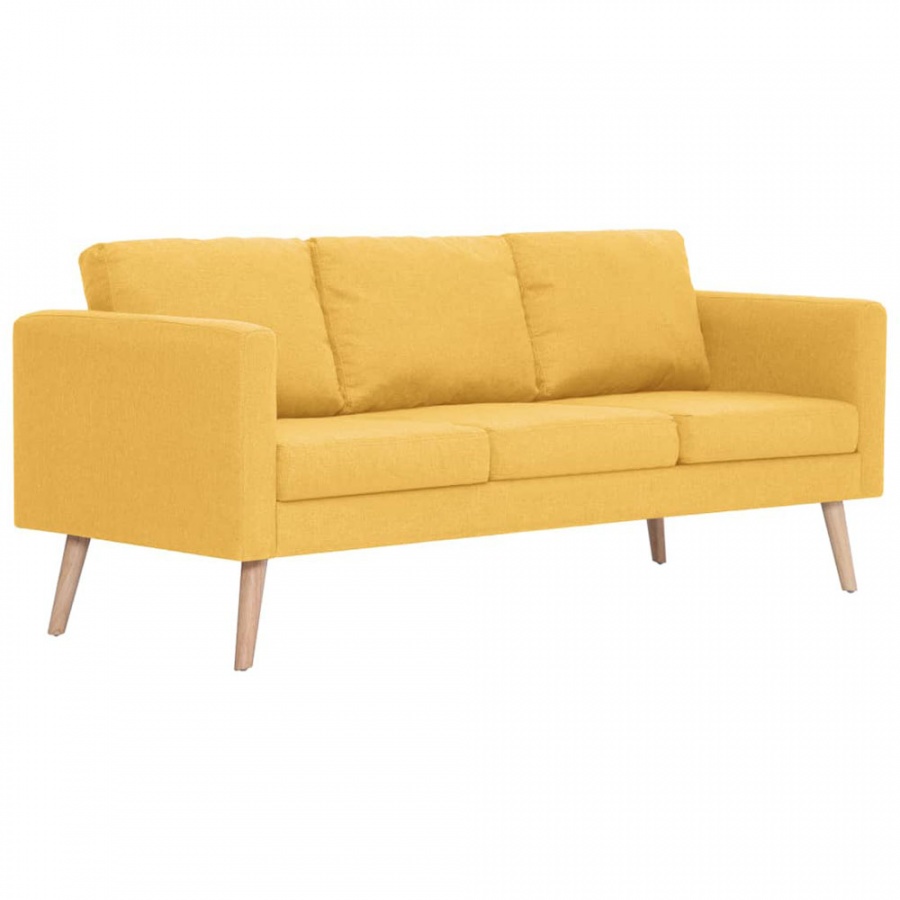 Sofa 3-osobowa tapicerowana tkaniną żółta