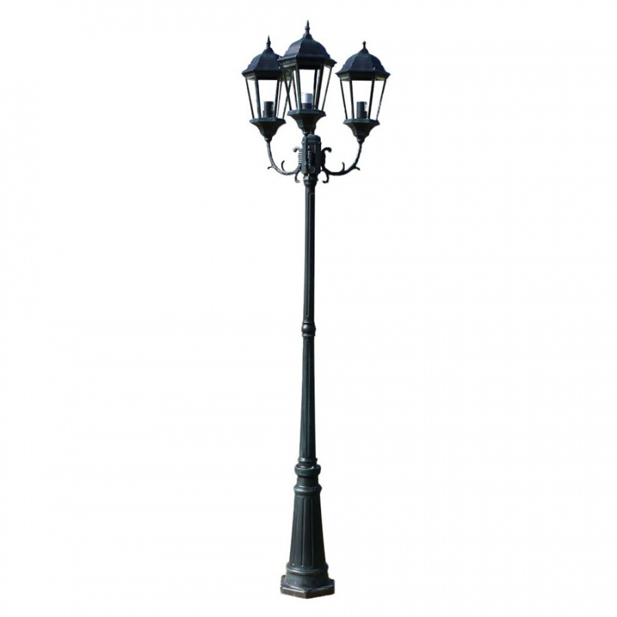 Stojąca lampa ogrodowa 3-ramienna, 230 cm, ciemnozielona/czarna
