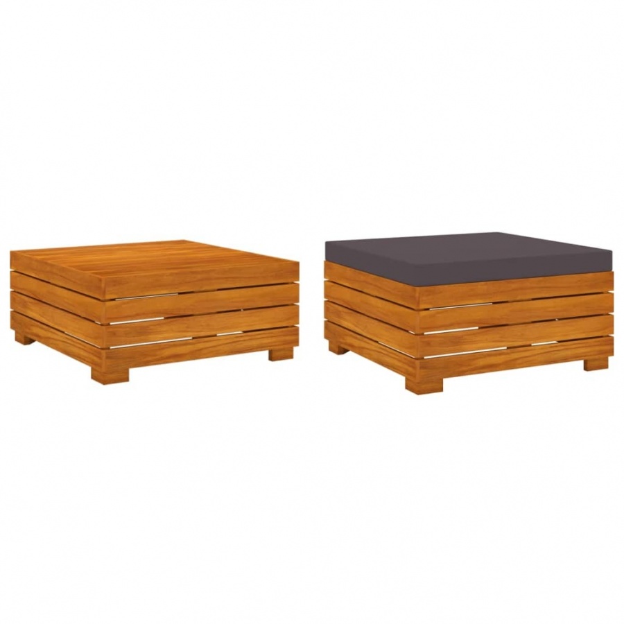 Stolik ogrodowy ze stołkiem i poduszką, lite drewno akacjowe