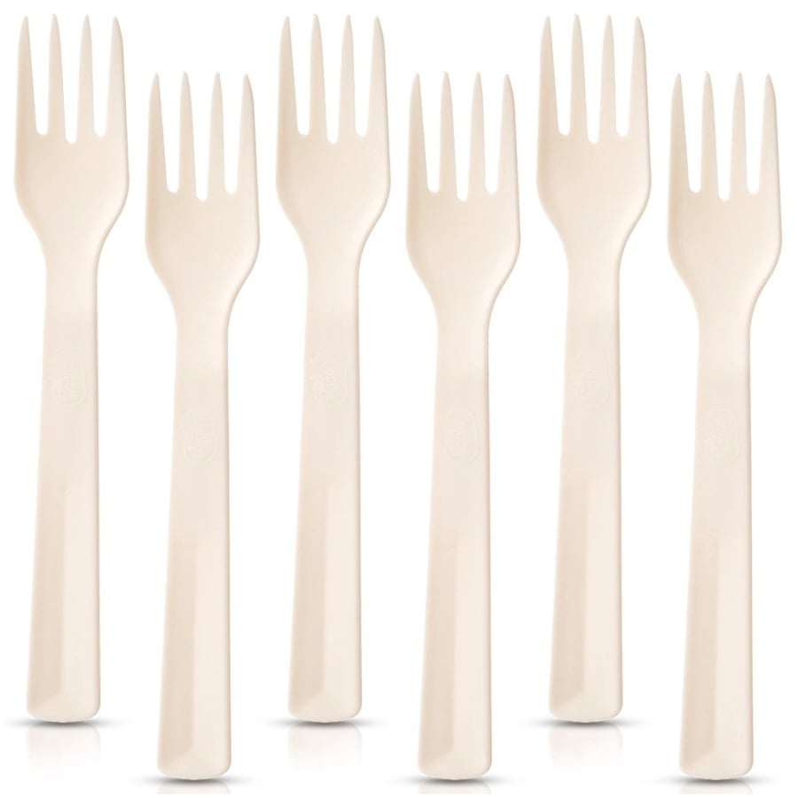 Widelce stołowe plastikowe kremowe SANDY 18 cm 6 szt.