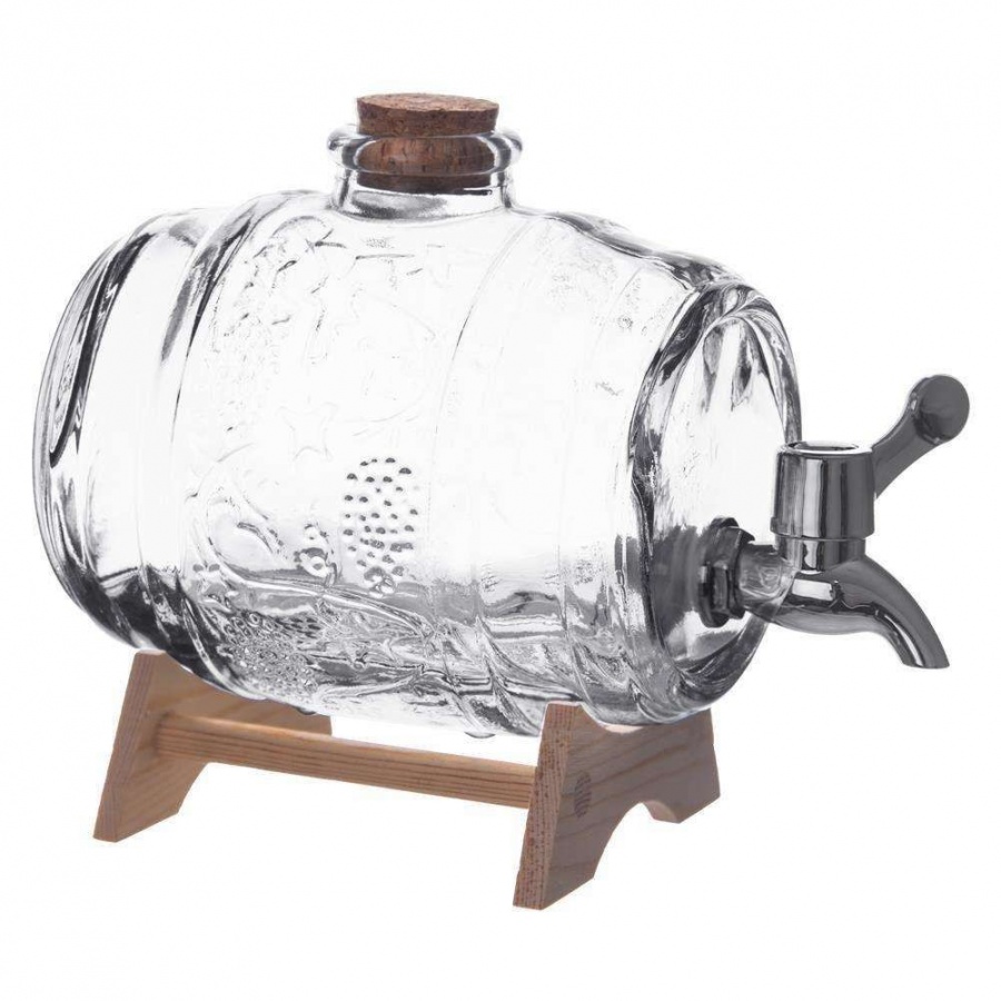 Beczka szklana, słój, słoik z kranikiem, antałek, 1 l