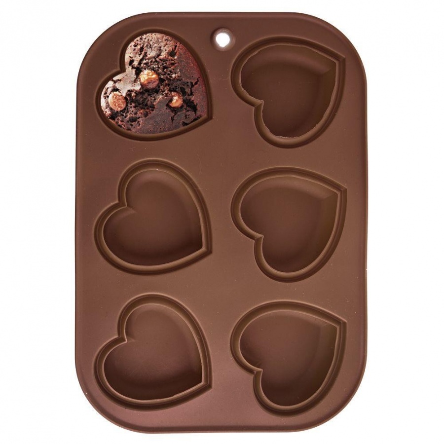 Forma do pieczenia muffinek, na muffinki, babeczki, silikonowa, serce, na 6 szt