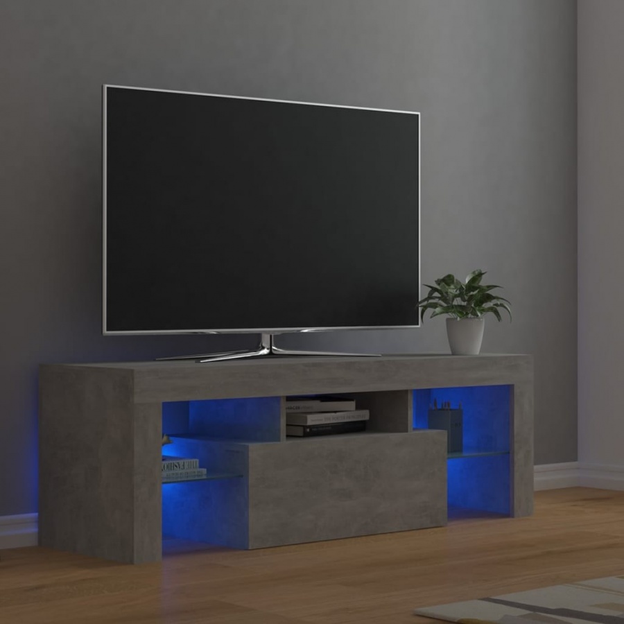 Szafka pod tv z oświetleniem led, szarość betonu, 120x35x40 cm