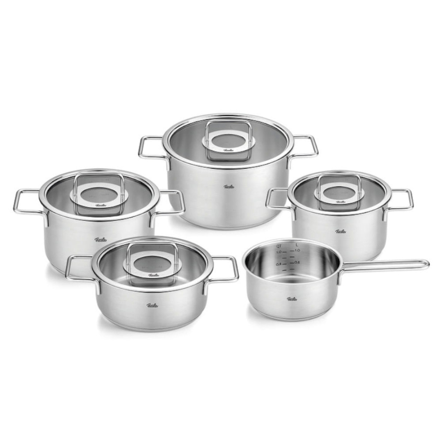 Fissler - pure collection® - zestaw garnków z rondlem - szklane pokrywy - 5 el.