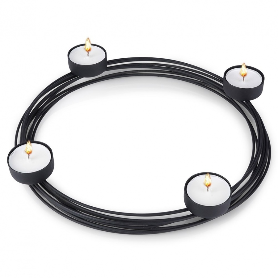 świecznik metalowy czarny na 4 świeczki 28x3,5 cm