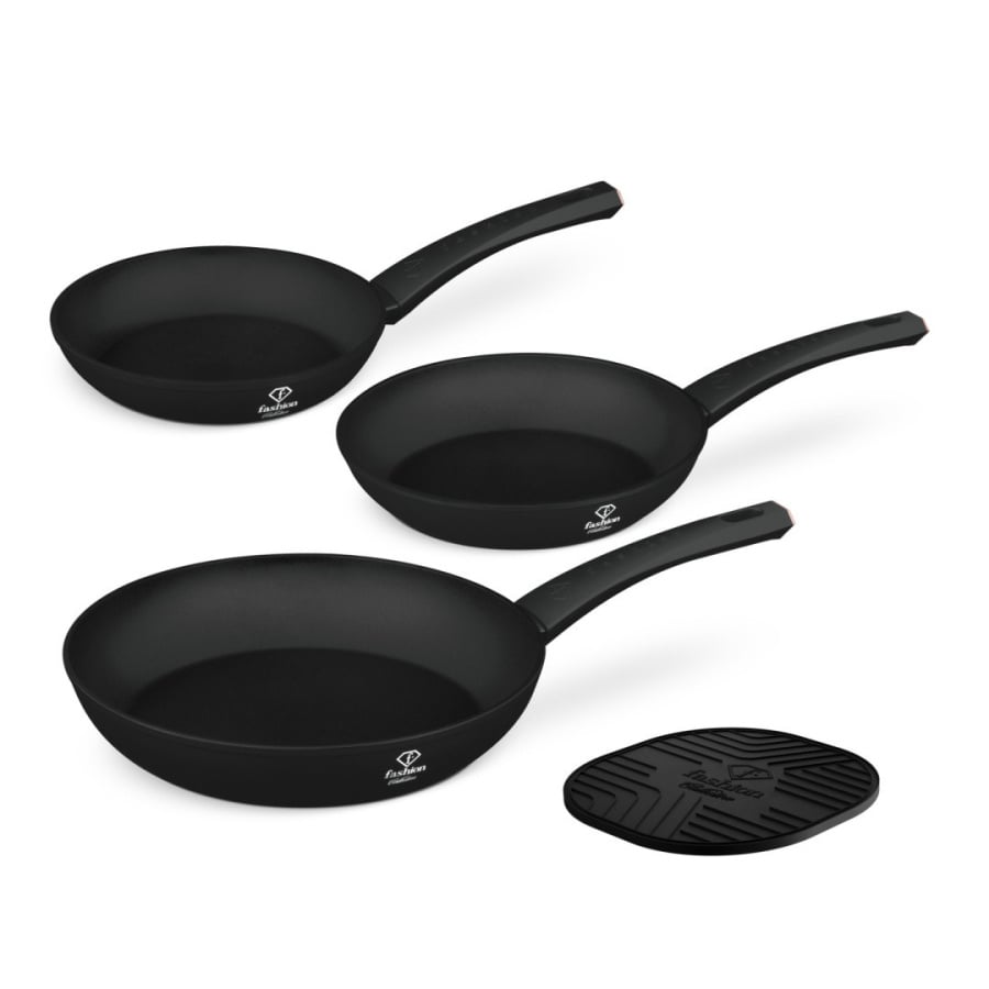 Zestaw 3 patelni + podkładka Fashion TV FTV-0044 Matte Black- Rose Gold