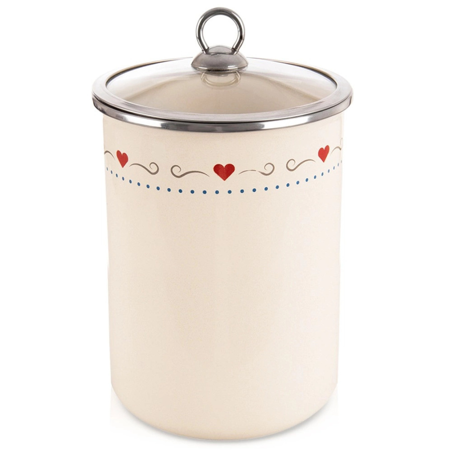 Pojemnik na żywność emaliowany z pokrywką szklaną tonca 1,9 l