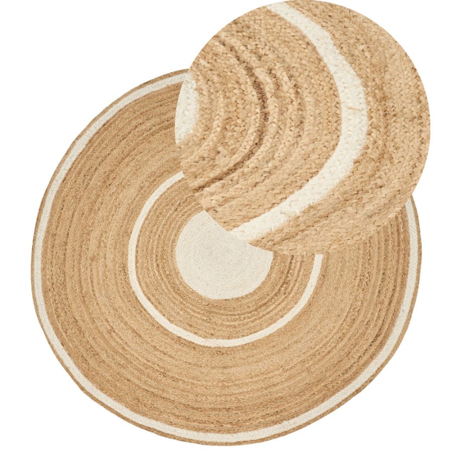 Dywan okrągły z juty ⌀ 140 cm beżowo-biały halfeli