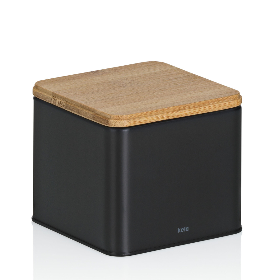 Pojemnik kuchenny, metal/bambus, 0,8 l, 11,5 x 11,5 x 9,5 cm