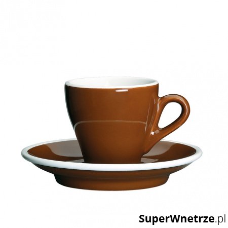 porcelanowa filiżanka do espresso ze spodkiem, 50 ml, brązowo-biała